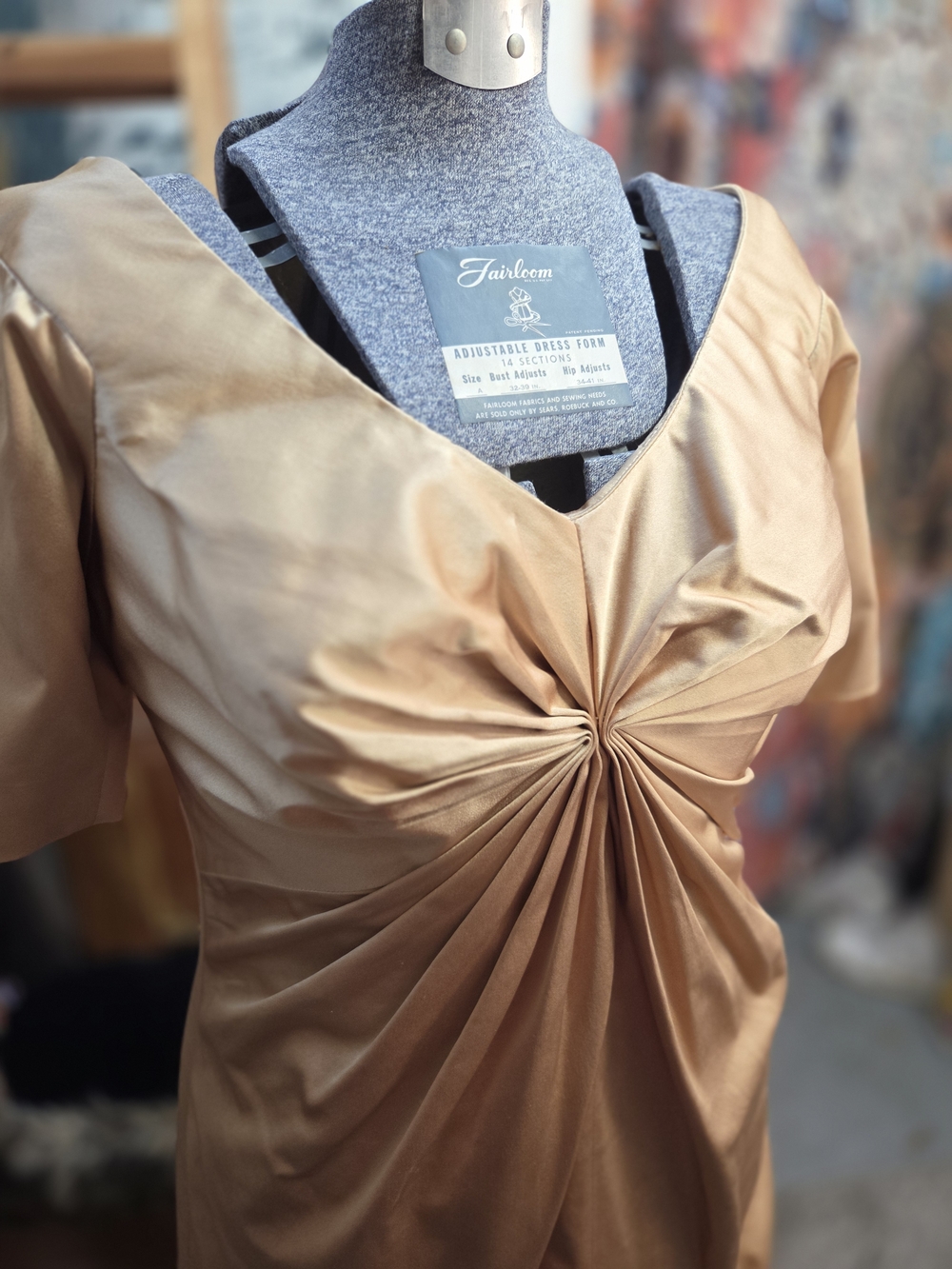 Charles Chang-Lima Twist-Front Dress in Champagne